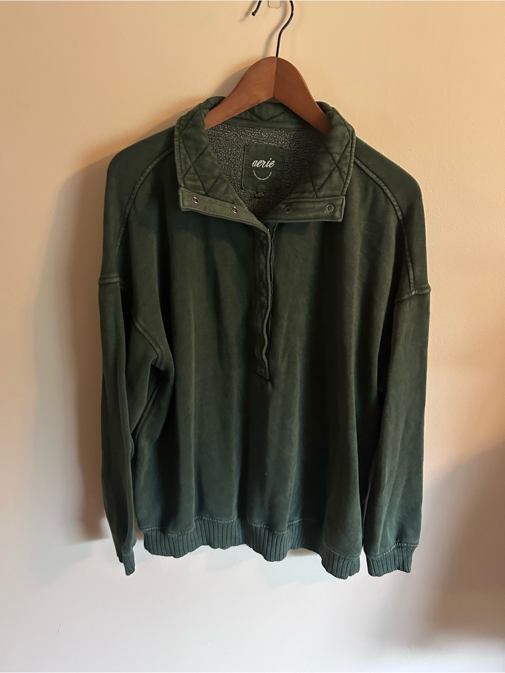 Aerie | forest green half button sweatshirt